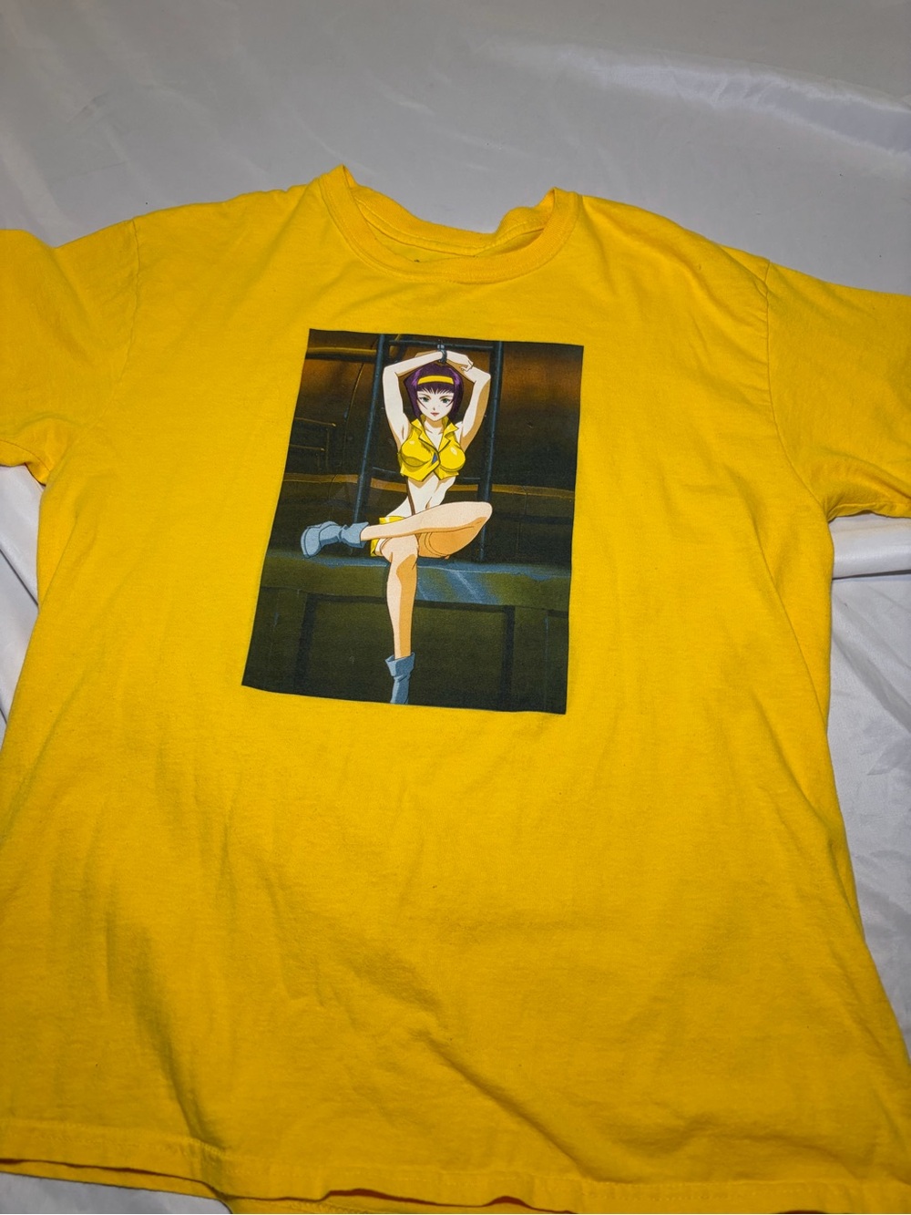 Cowboy Bebop Faye Valentine T-Shirt Yellow Sunrise Funimation Anime Size L